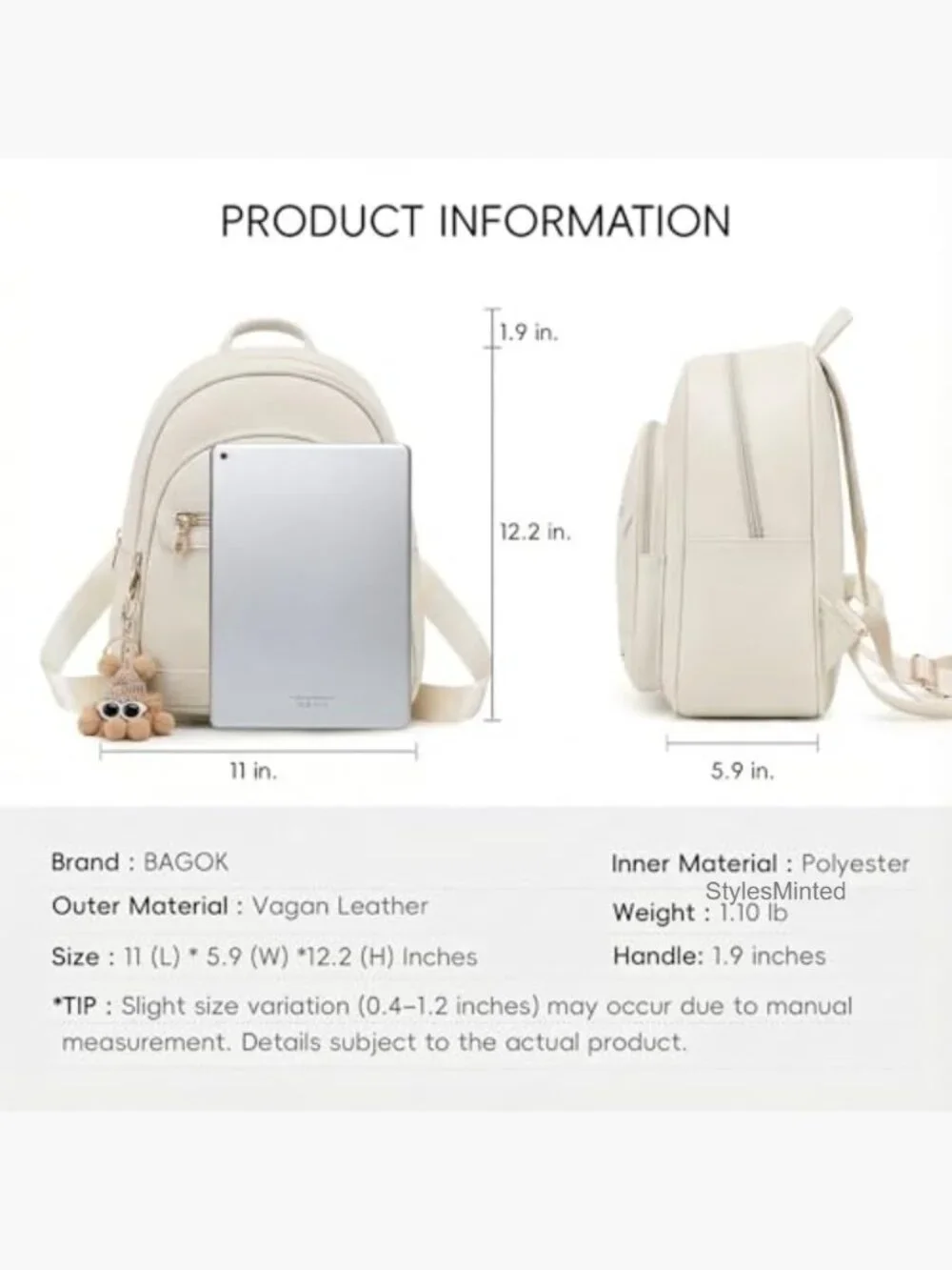 Mini Leather Backpack Purse with Detachable Cartoon Charm for Women